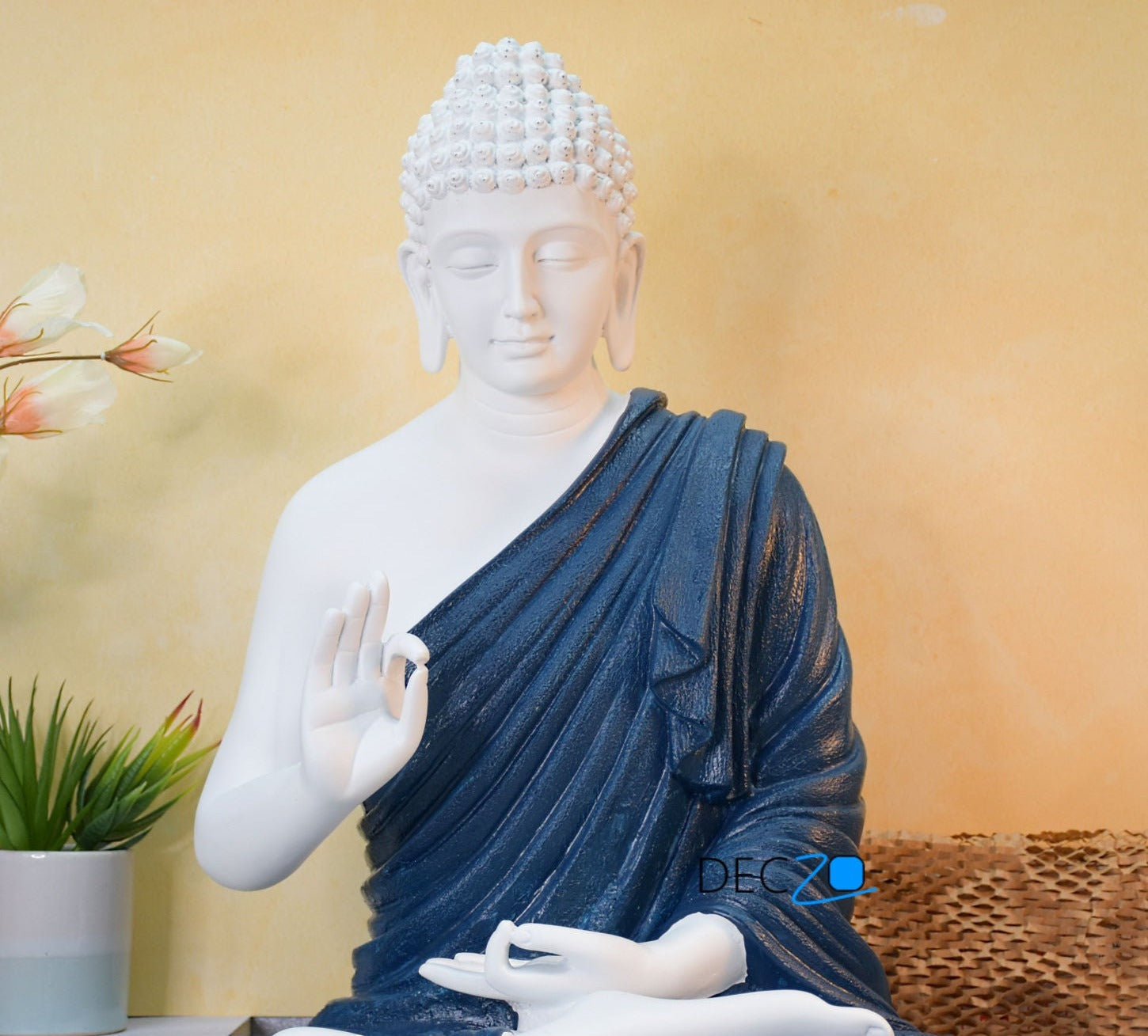 2 Feet Serene Blessing Buddha Idol : Royal Blue - Deczo