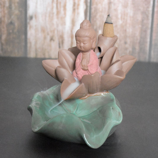 Buddha Lotus Incense Stick Holder & Backflow Burner - deczo