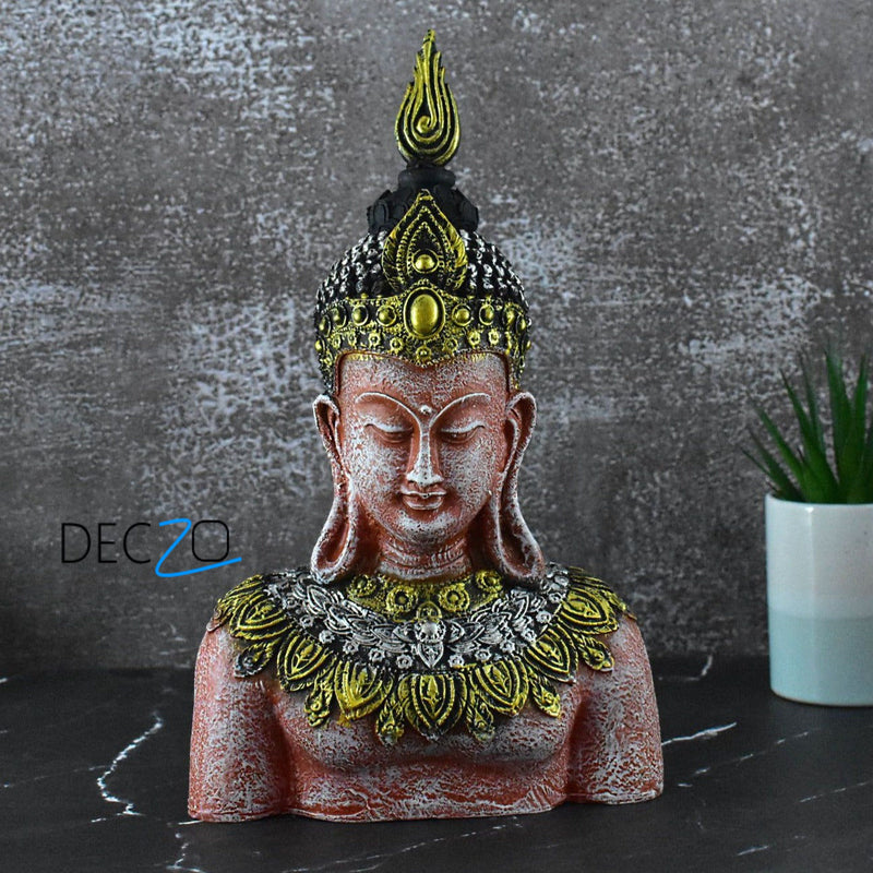 Antique Rustic Buddha in Thinking Position : Orange - Deczo