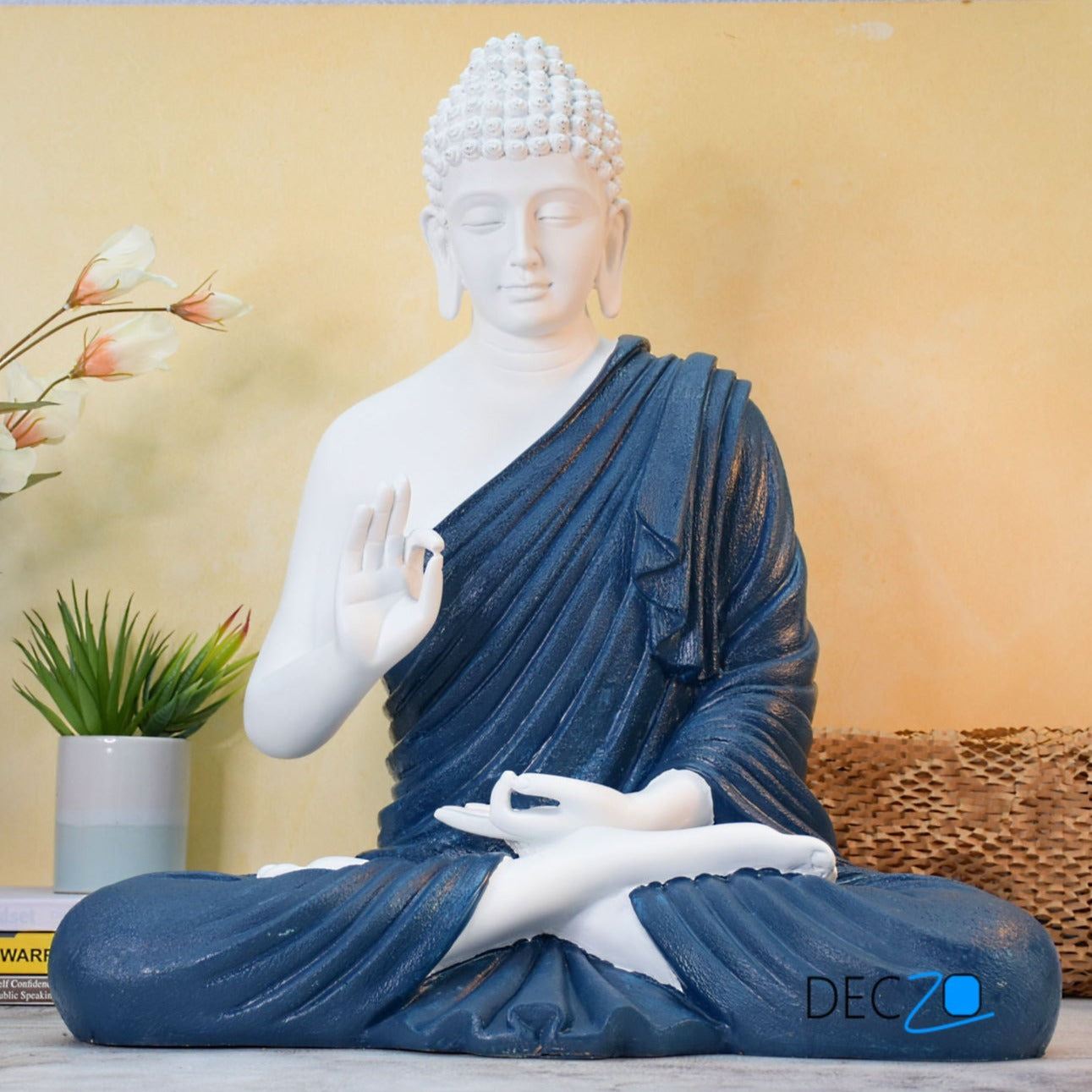 2 Feet Serene Blessing Buddha Idol : Royal Blue - Deczo