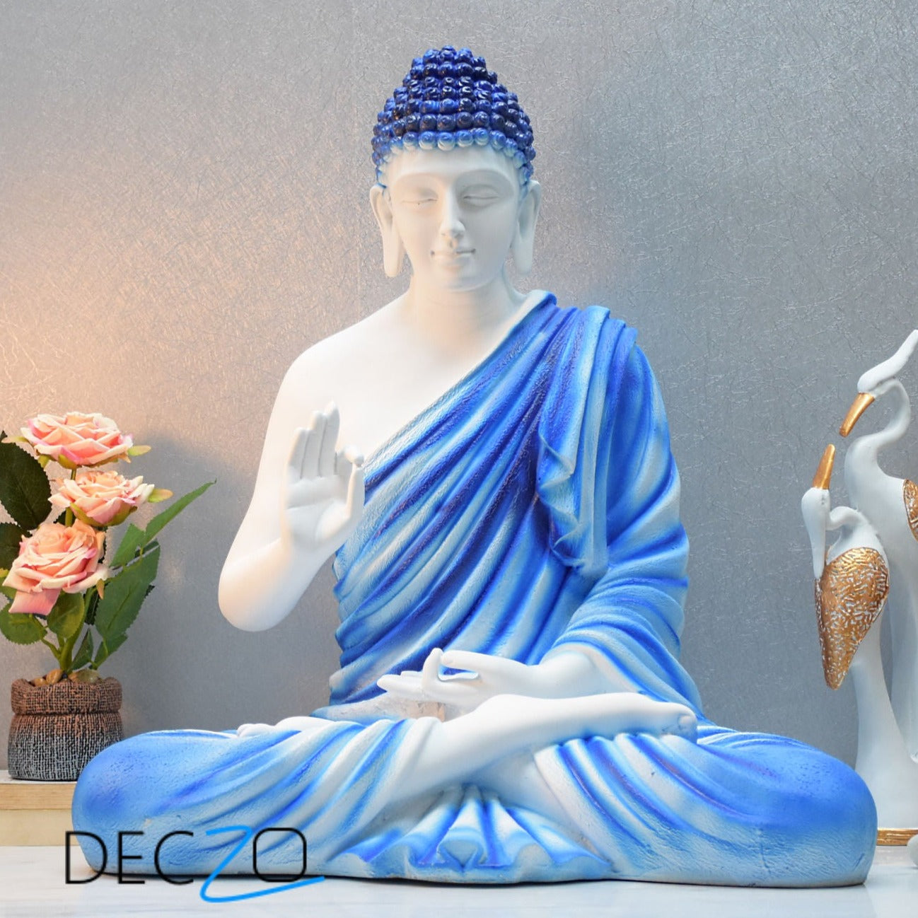 2 Feet Serene Blessing Buddha   : New Blue - Deczo