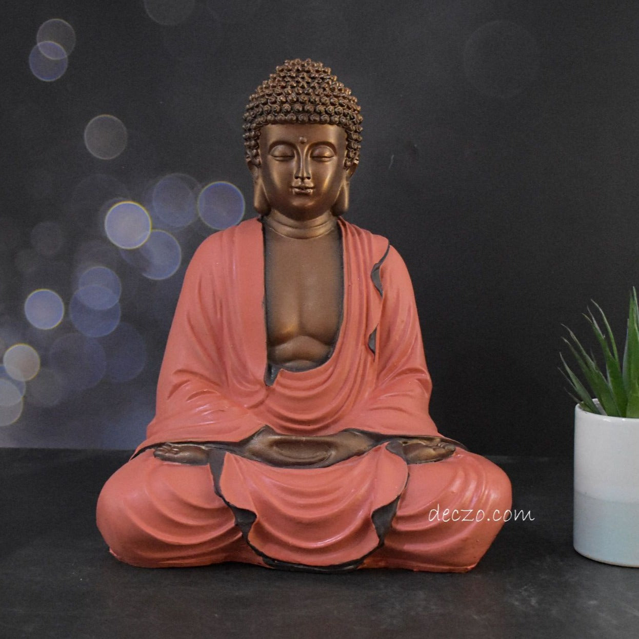 Copper Blend Hand Carved Sitting Buddha - Deczo