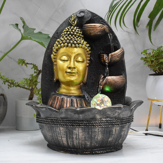 Buddha Head Water Fountain  : 37 CM, Copper