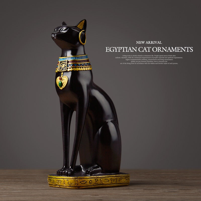 Antique Egyptian Mau showpiece for Peace and Strength : Glossy Black