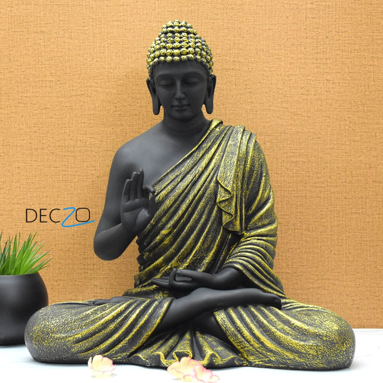 2 Feet XL Size Meditating Lord Buddha : Golden - Deczo