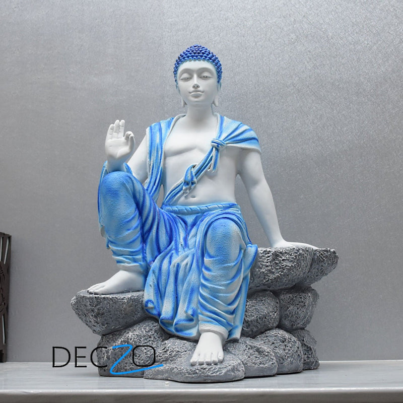 2.4 Feet Blessing Buddha Resting on Mountain – New Blue - Deczo