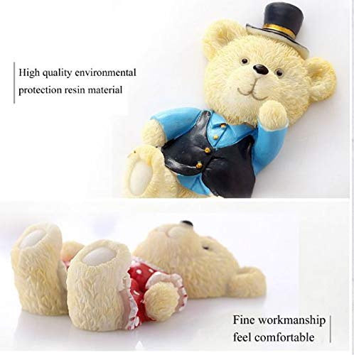 Cute Teddy Set of 2 Resin Adhesive Utility Wall Hooks Rack Hanger Sticky Plug Holder Decorative Storage Organizer – Model 2