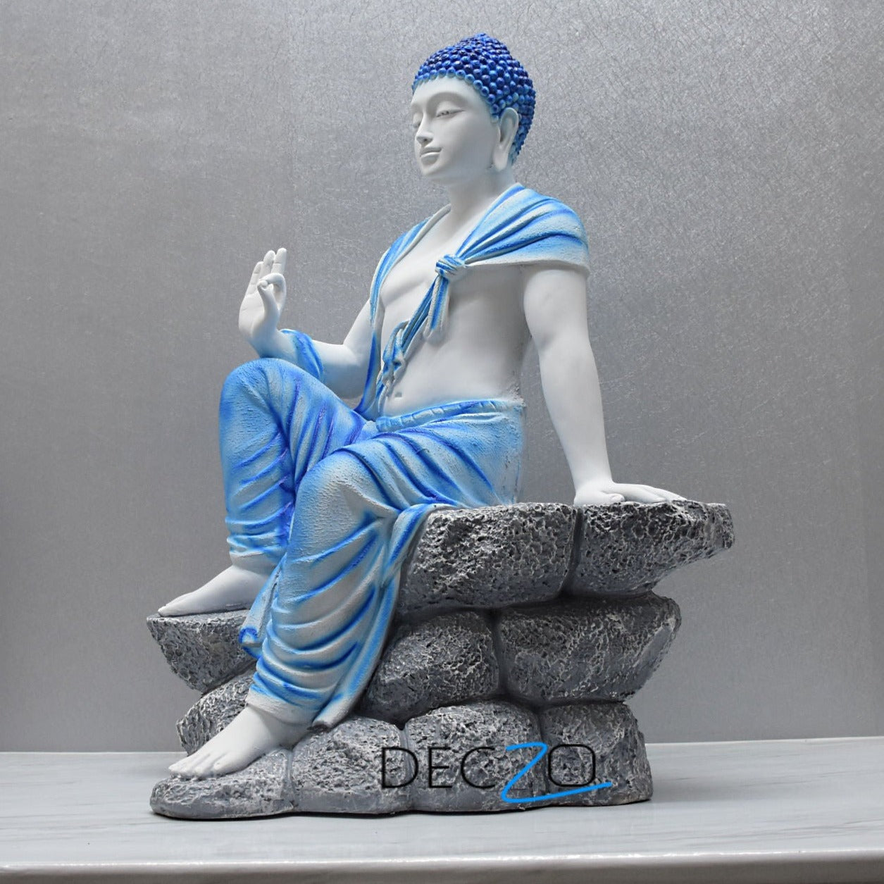 2.4 Feet Blessing Buddha Resting on Mountain – New Blue - Deczo