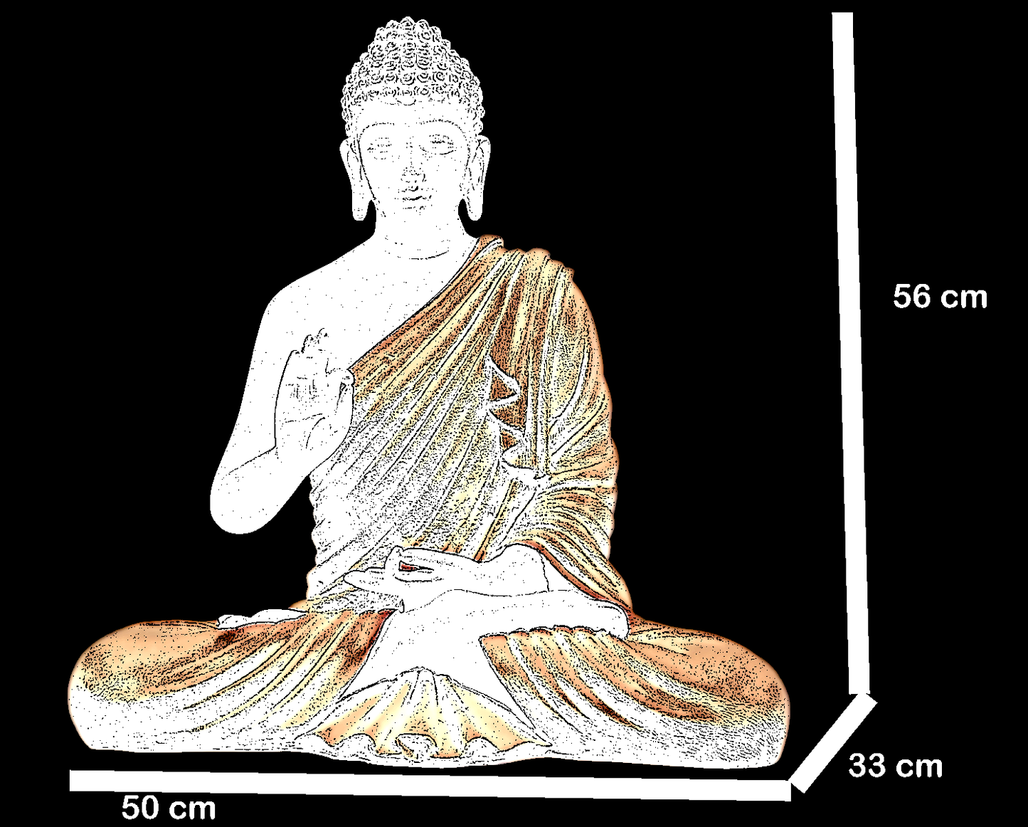 2 Feet XL Size Meditating Lord Buddha : Golden - Deczo