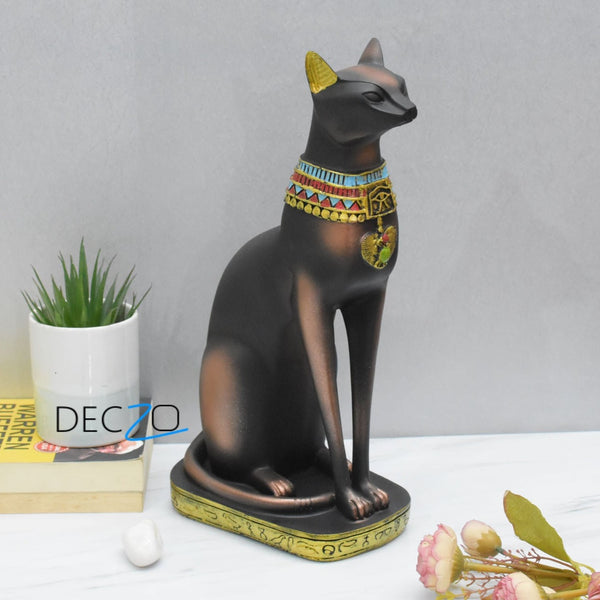 Egyptian Mau Figurine for Peace and Strength: Copper-Black - Deczo