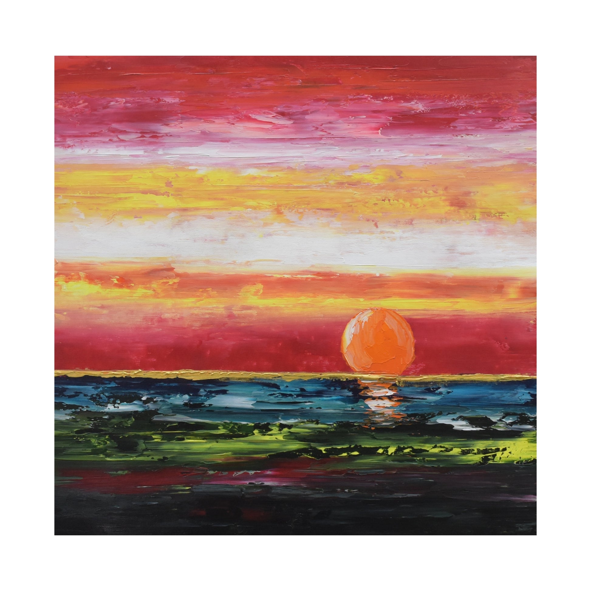 Sinking Under Sea, Acrylic on Canvas, Handmade Wall Painting : 23x23 inches - Deczo