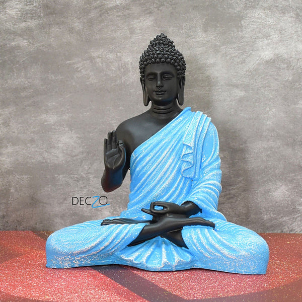 Big Size Meditating Buddha Idol :Sky Blue - Deczo