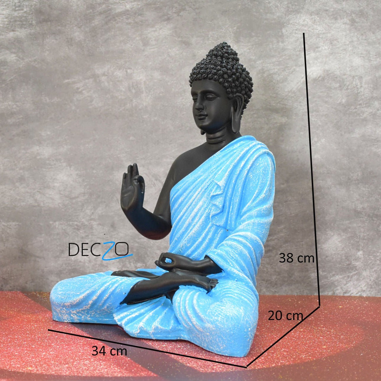 Big Size Meditating Buddha Idol :Sky Blue - Deczo