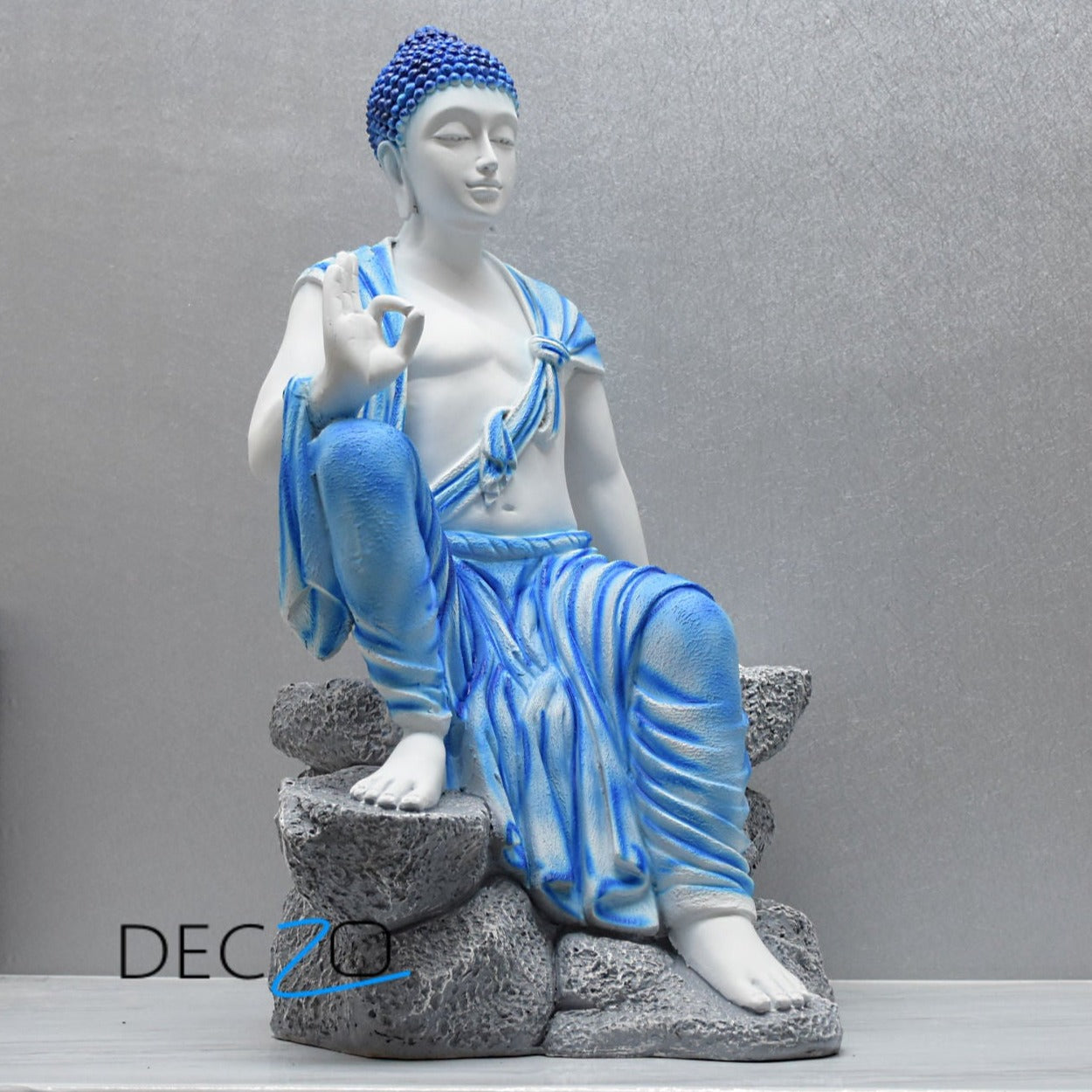 2.4 Feet Blessing Buddha Resting on Mountain – New Blue - Deczo