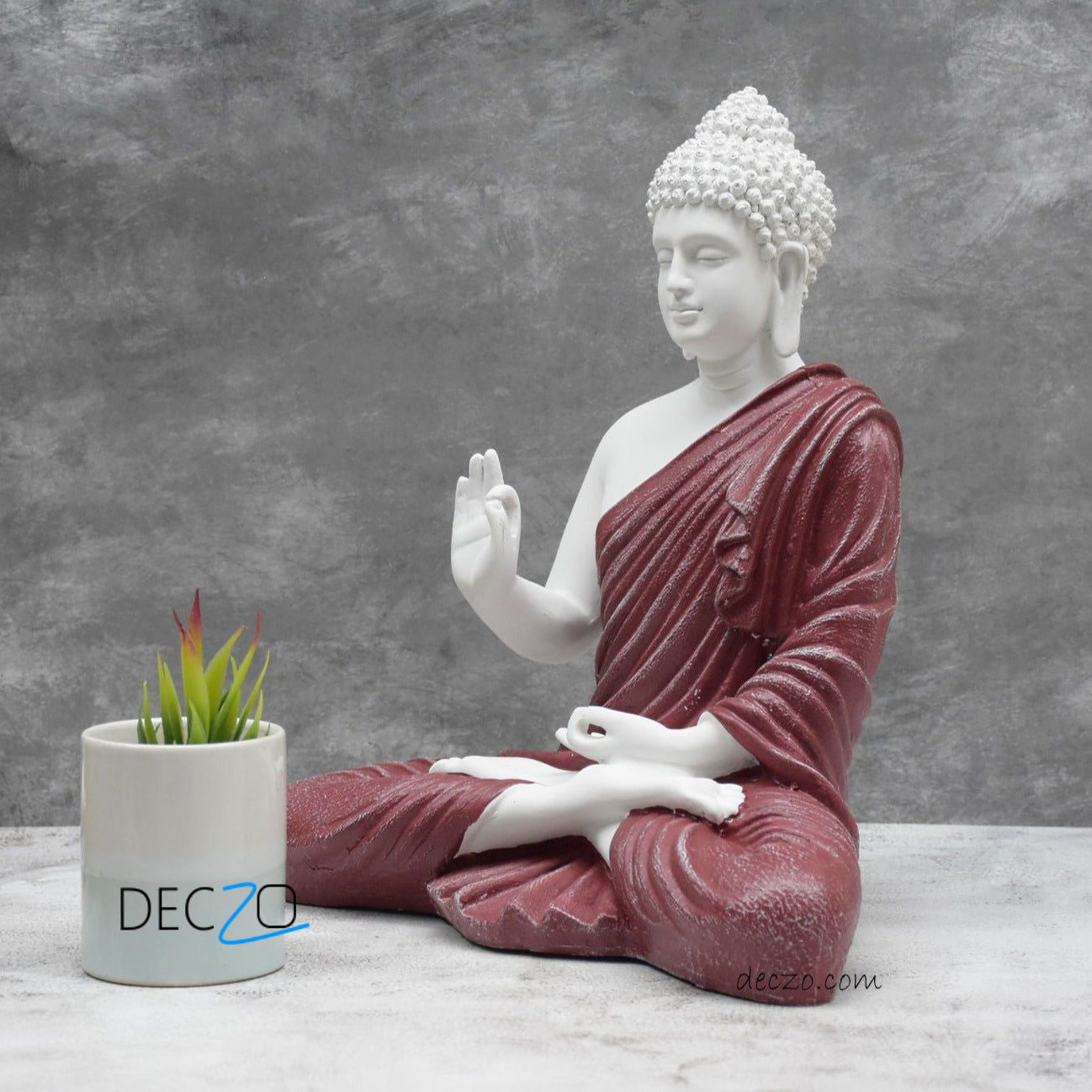 Big Size Meditating Buddha Idol : Maroon - Deczo