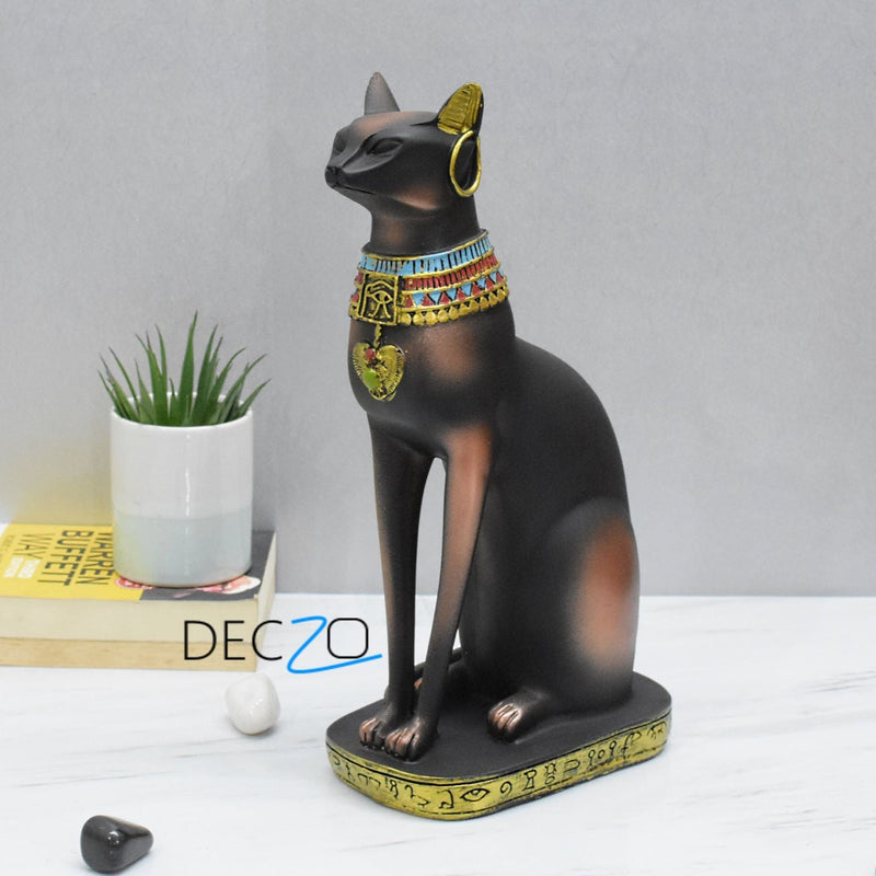 Egyptian Mau Figurine for Peace and Strength: Copper-Black - Deczo