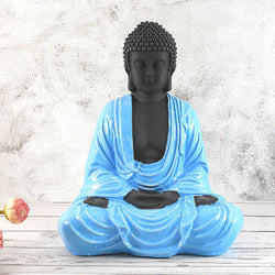 Hand Carved Sitting Buddha -35 CM,  Black ,Blue - Deczo