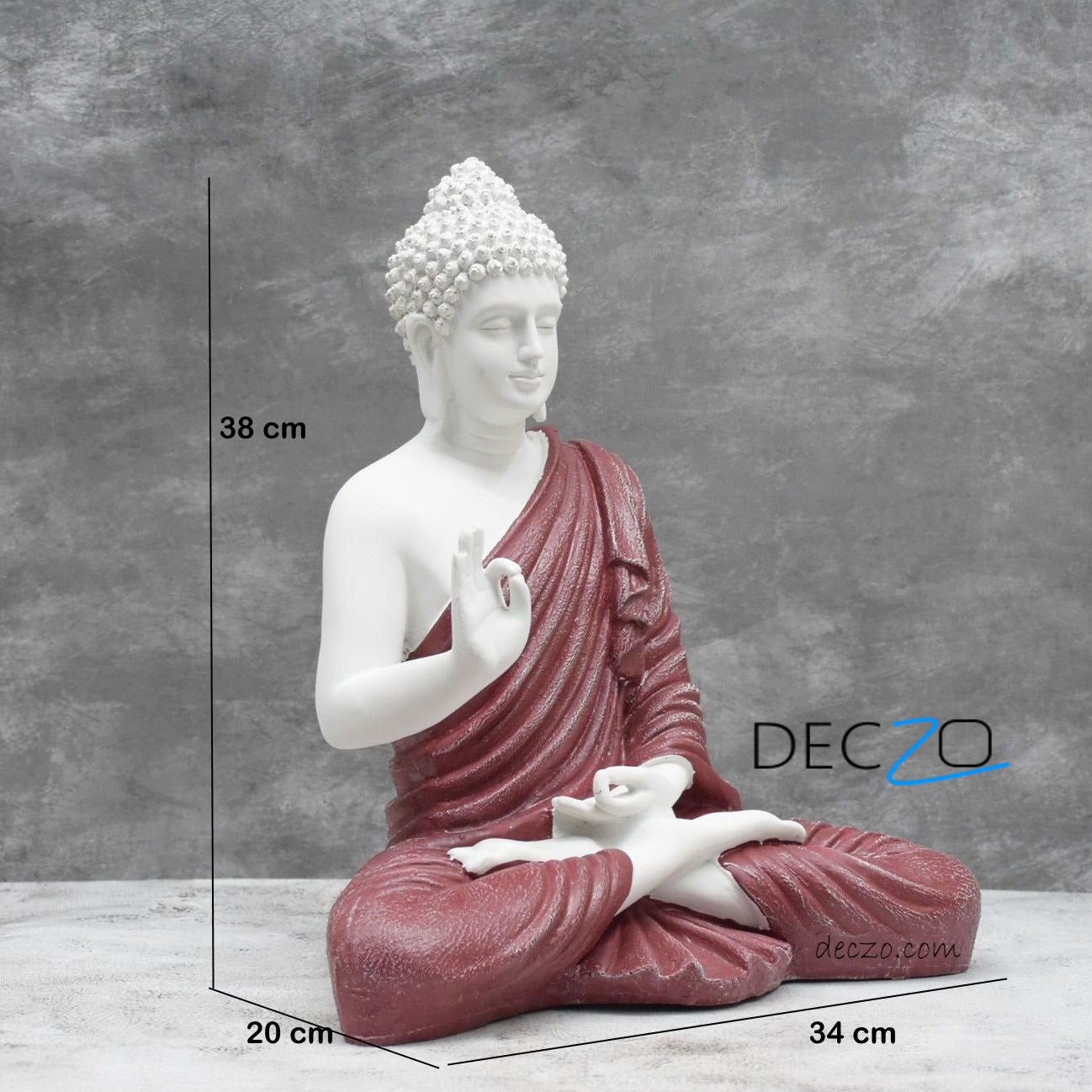 Big Size Meditating Buddha Idol : Maroon - Deczo