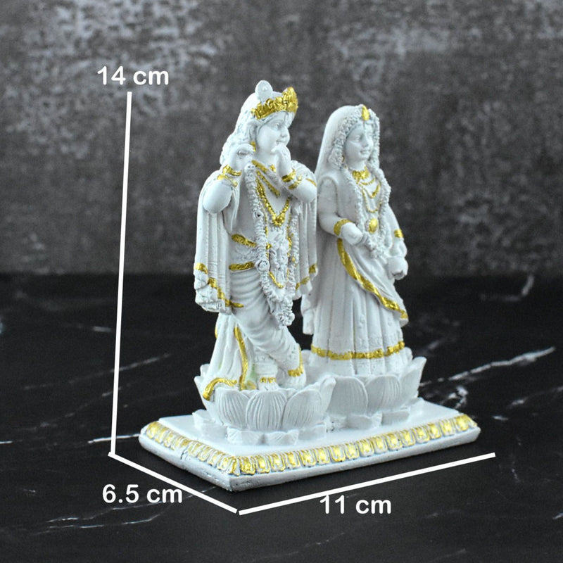 Radha Krishna in Lotus Statue : White - Deczo