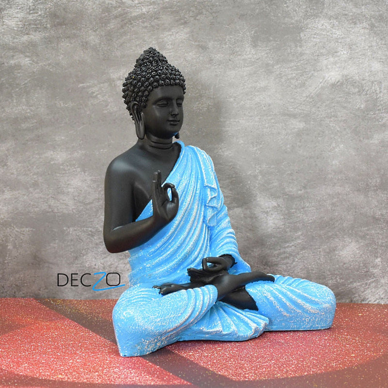 Big Size Meditating Buddha Idol :Sky Blue - Deczo