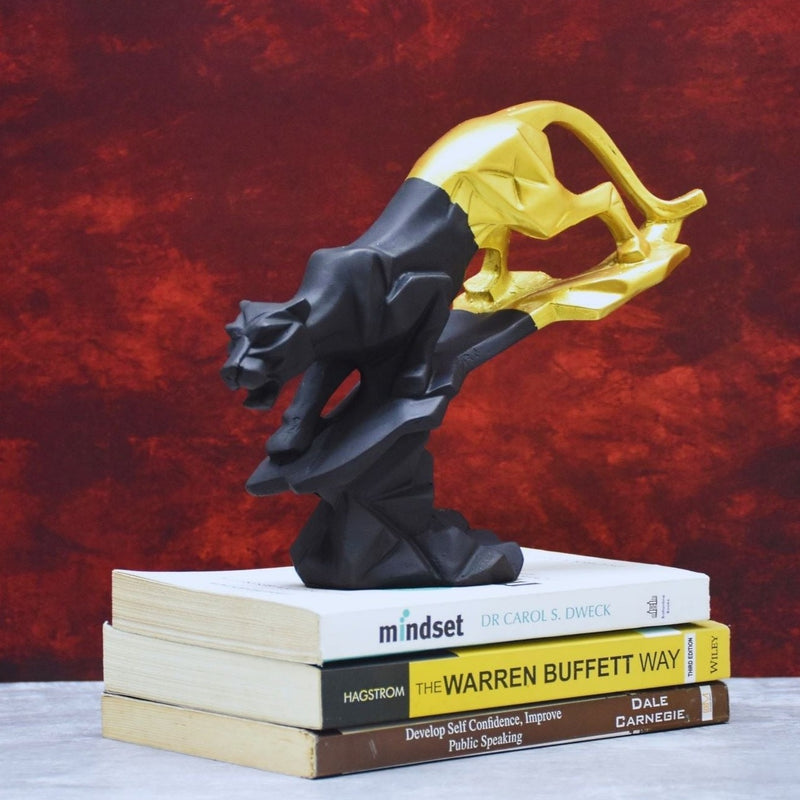 Roaring Panther Resin Statue-Golden Black - Deczo