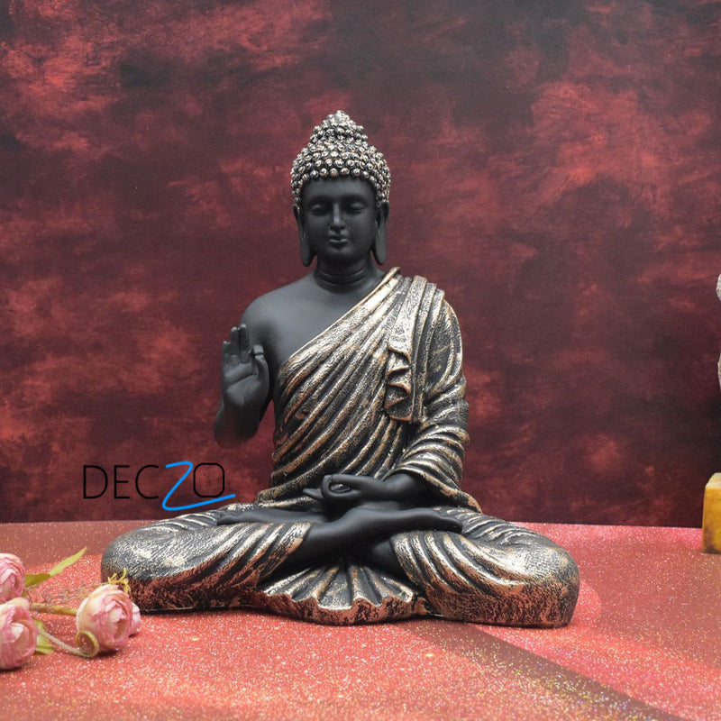Antique Golden Big Size Meditating Buddha Idol - Deczo