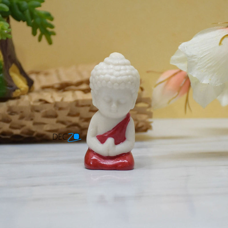 Cute Child Buddha miniature for Table, Return Gift, Dashboard: White Red - Deczo