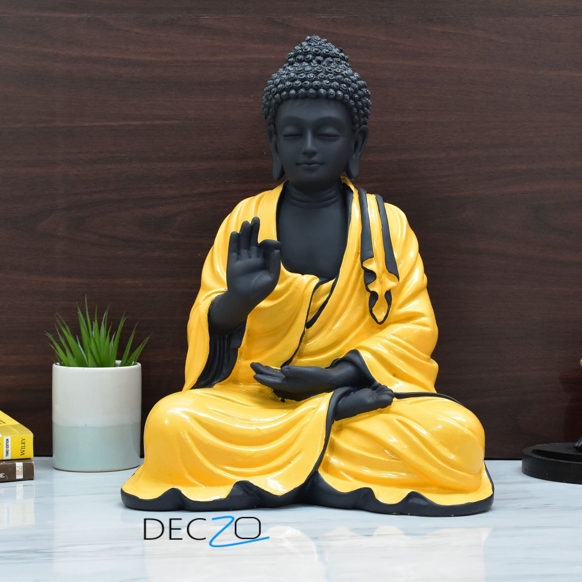 Large Serene Blessing  Buddha Statue : Yellow - Deczo