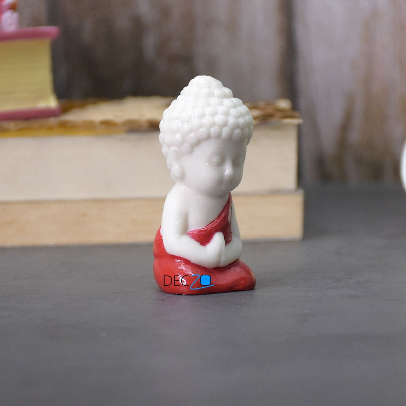 Cute Child Buddha miniature for Table, Return Gift, Dashboard: White Red - Deczo