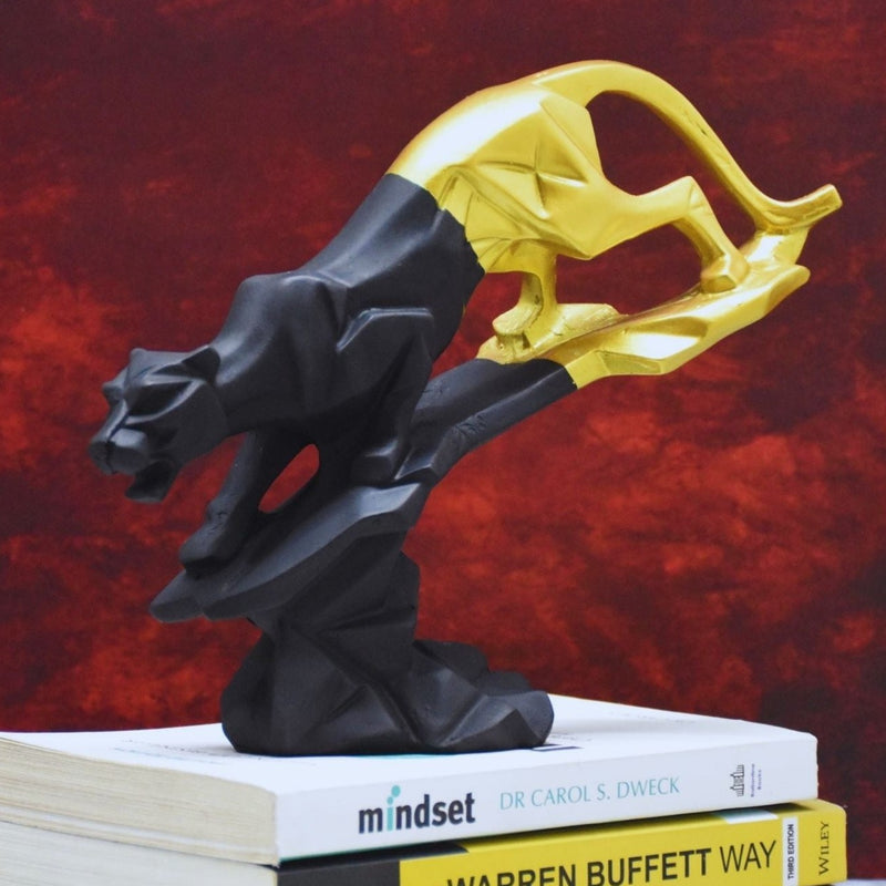 Roaring Panther Resin Statue-Golden Black - Deczo