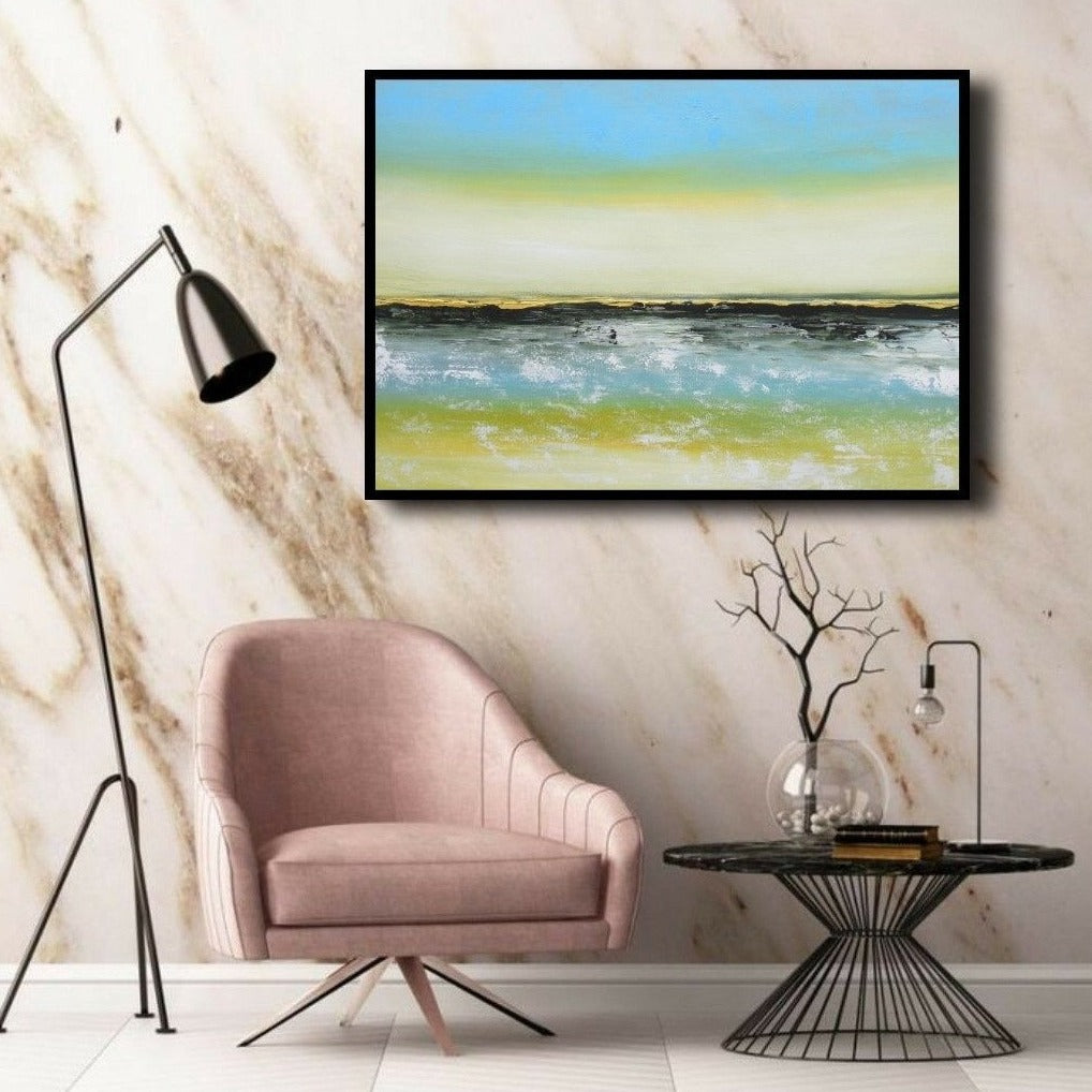 Blissful Seashore Handmade Acrylic on Canvas Abstract Wall Painting - Deczo