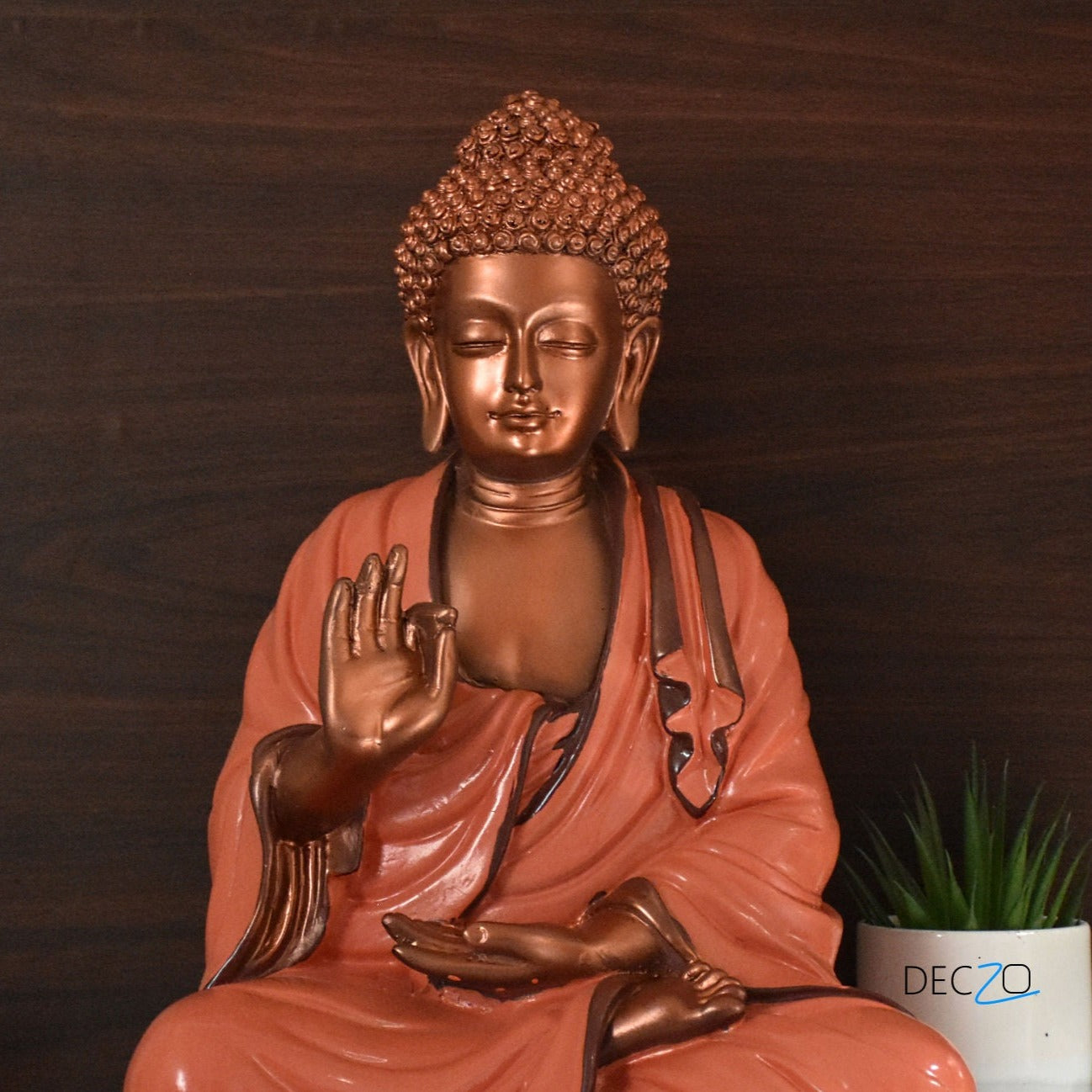 Serene Blessing Large Buddha Statue : Copper Orange - Deczo