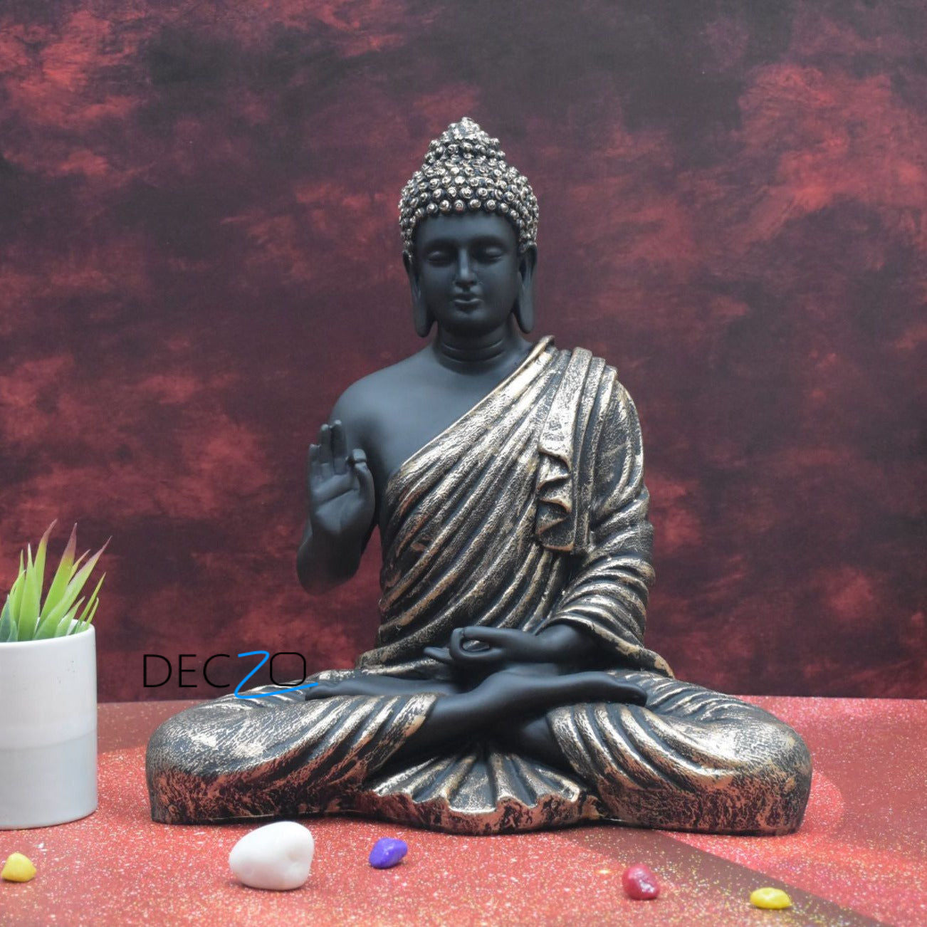 Antique Golden Big Size Meditating Buddha Idol - Deczo