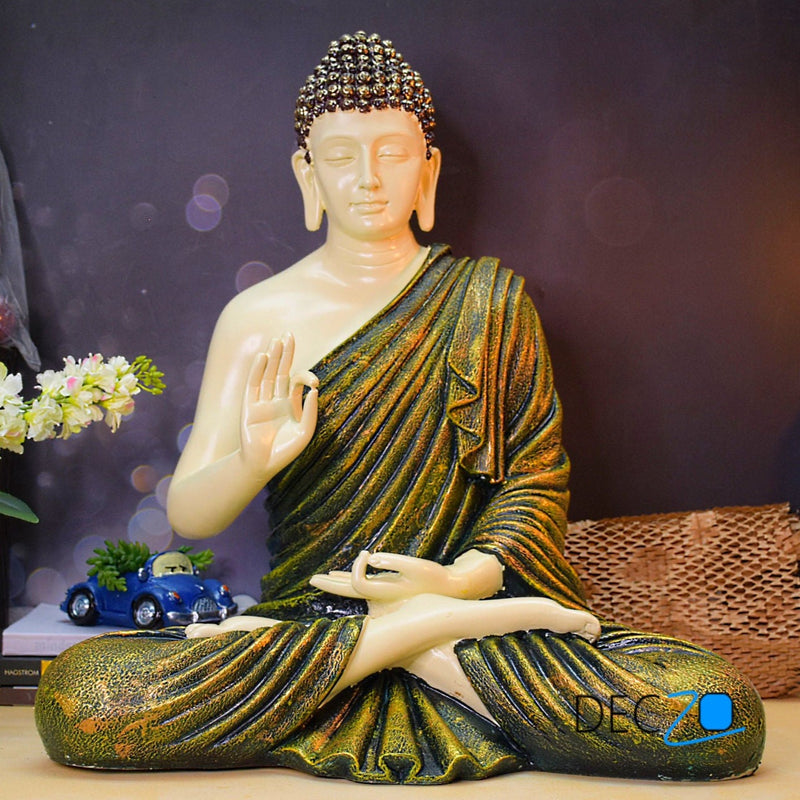 2 Feet Premium Golden Shade Serene Blessing Buddha Idol - Deczo