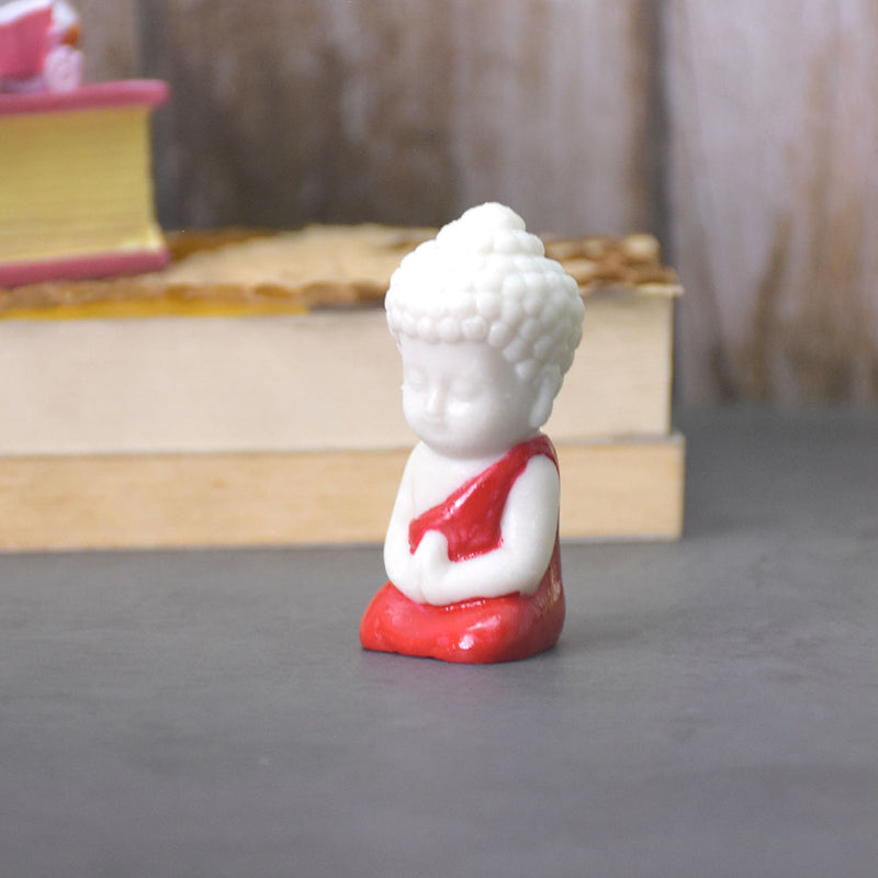 Cute Child Buddha miniature for Table, Return Gift, Dashboard: White Red - Deczo