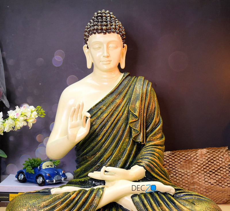2 Feet Premium Golden Shade Serene Blessing Buddha Idol - Deczo