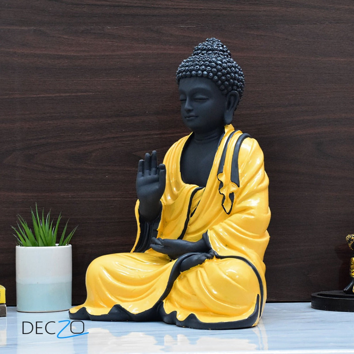 Large Serene Blessing  Buddha Statue : Yellow - Deczo