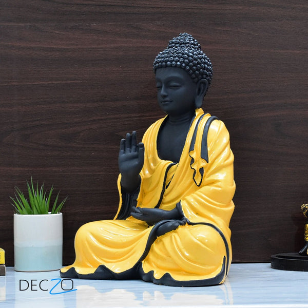 Large Serene Blessing  Buddha Statue : Yellow - Deczo
