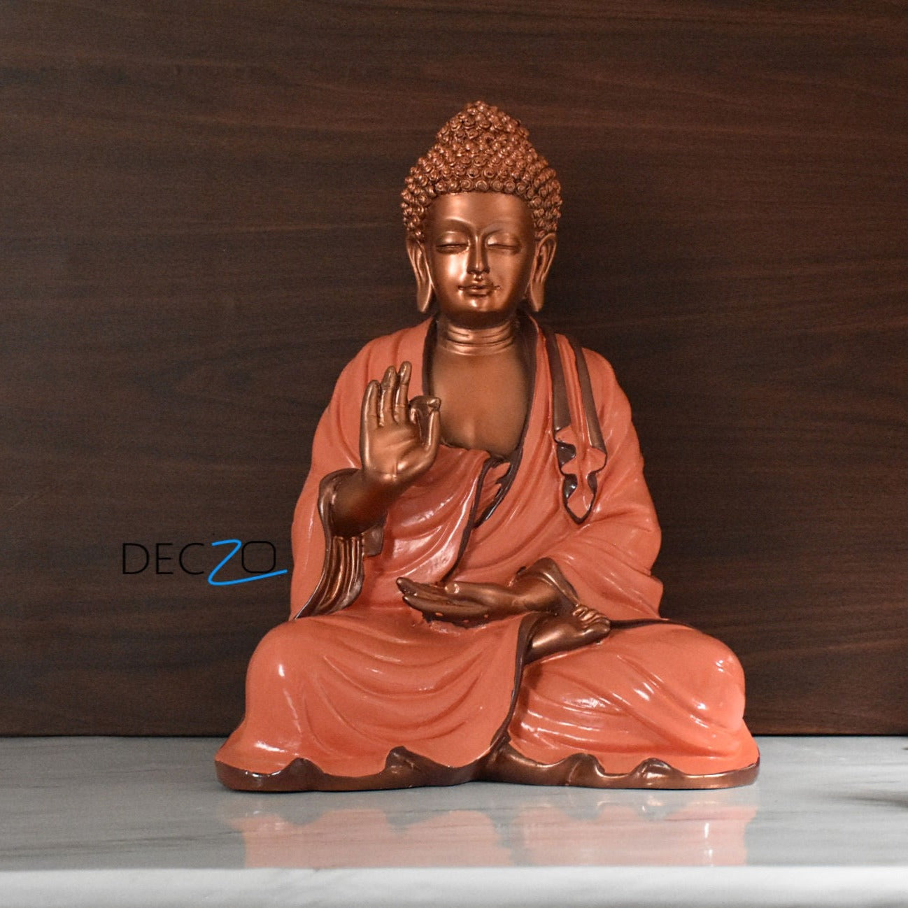 Serene Blessing Large Buddha Statue : Copper Orange - Deczo
