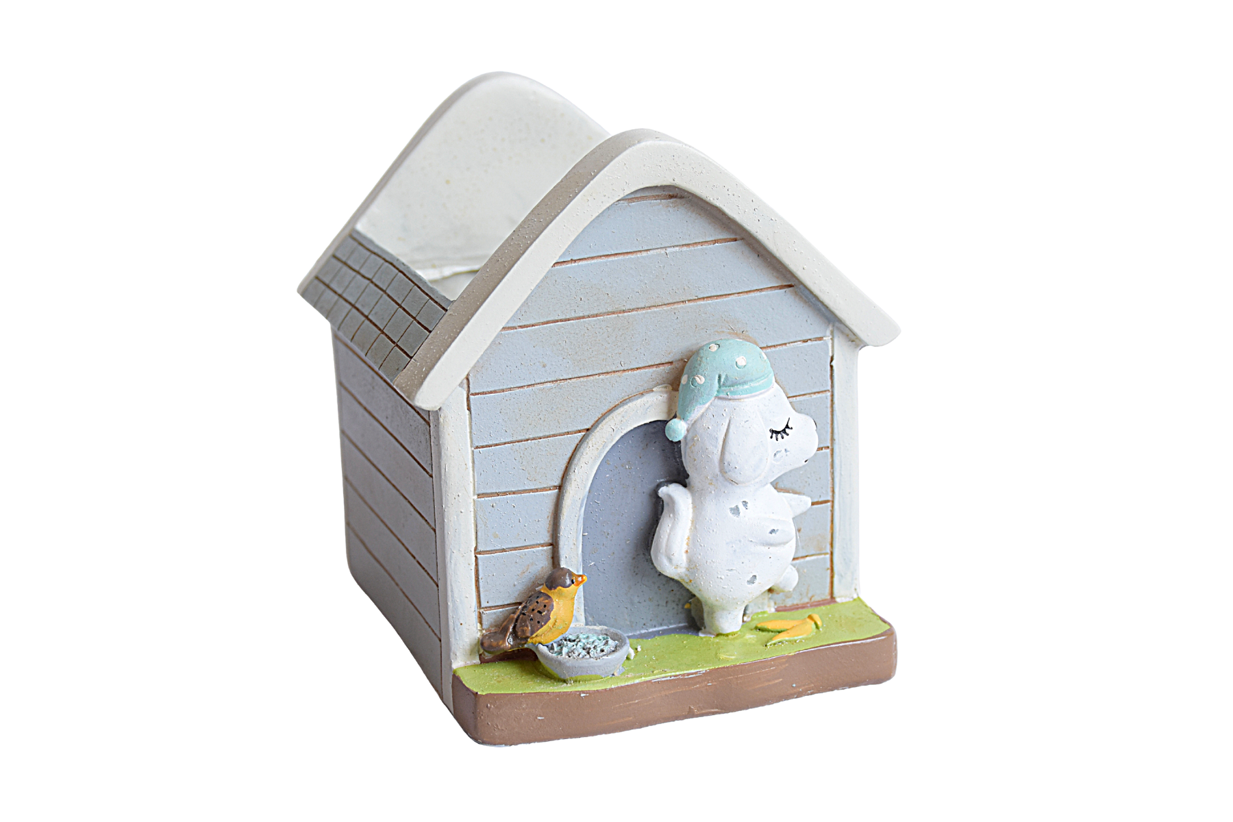 Hut with Puppy and Bird Resin Succulent Pot  for Garden,Decor, Kids Room,Gift - Deczo