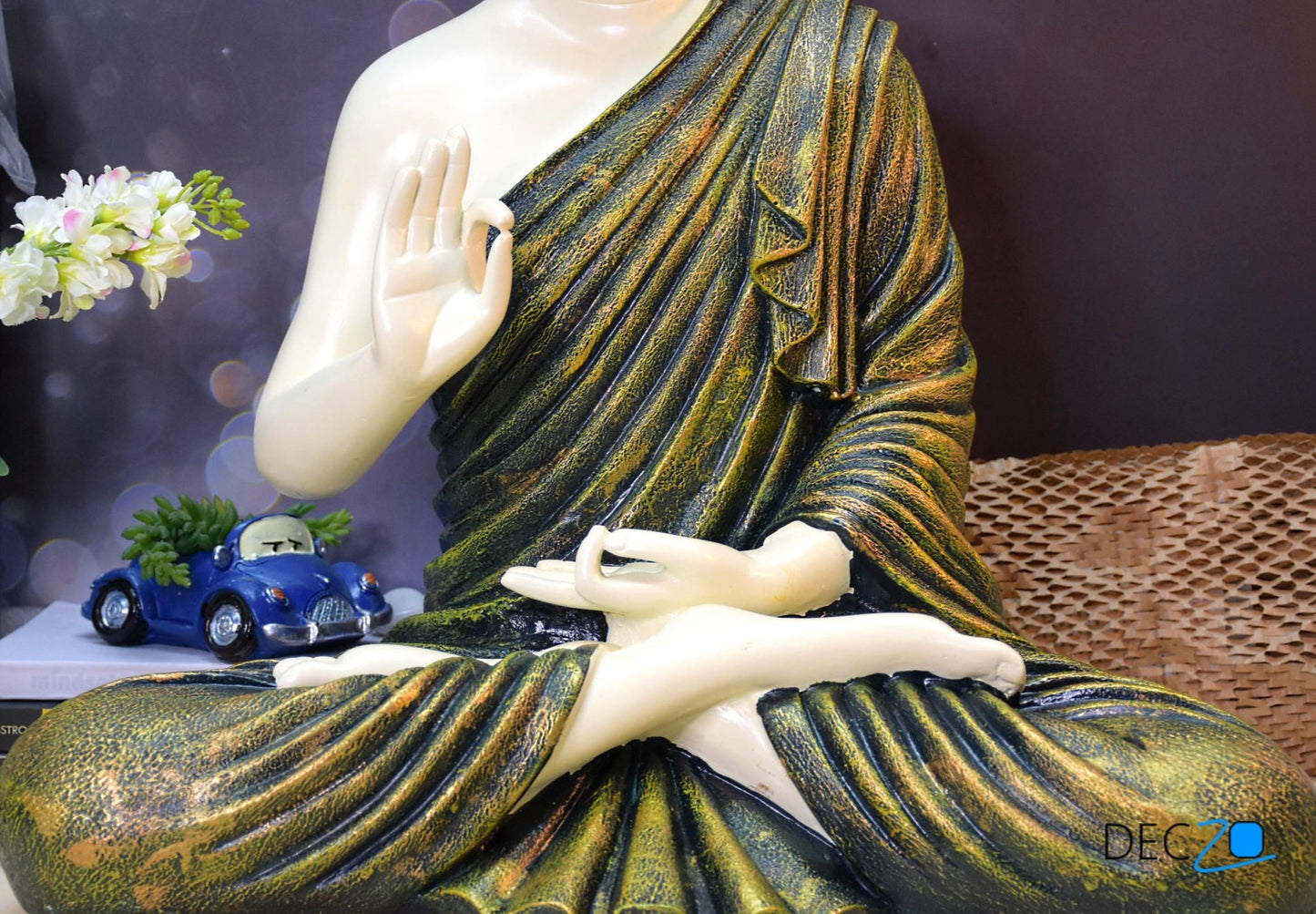 2 Feet Premium Golden Shade Serene Blessing Buddha Idol - Deczo