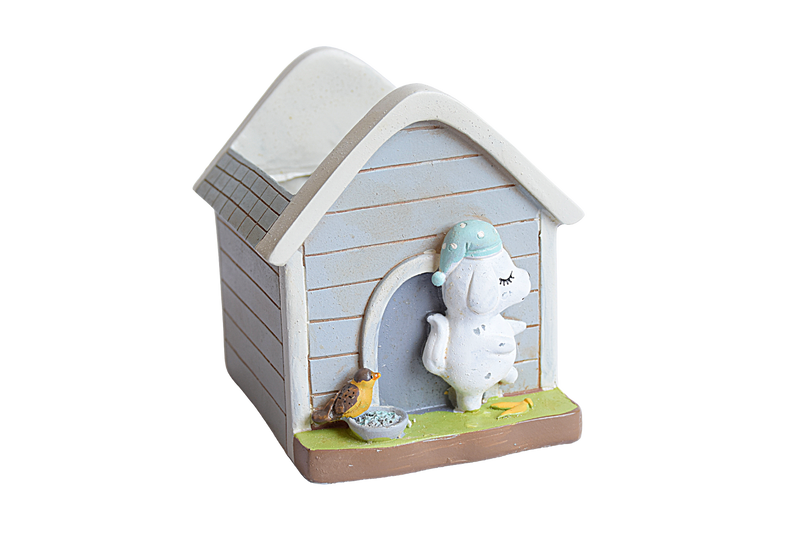 Hut with Puppy and Bird Resin Succulent Pot  for Garden,Decor, Kids Room,Gift - Deczo
