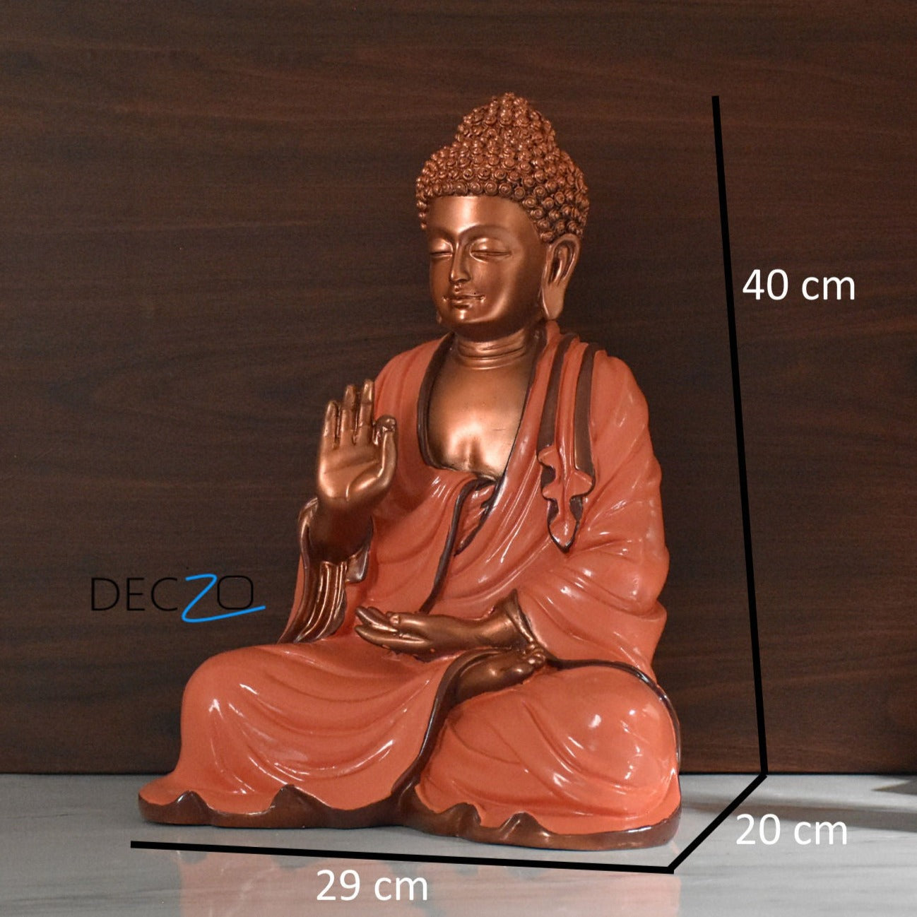 Serene Blessing Large Buddha Statue : Copper Orange - Deczo