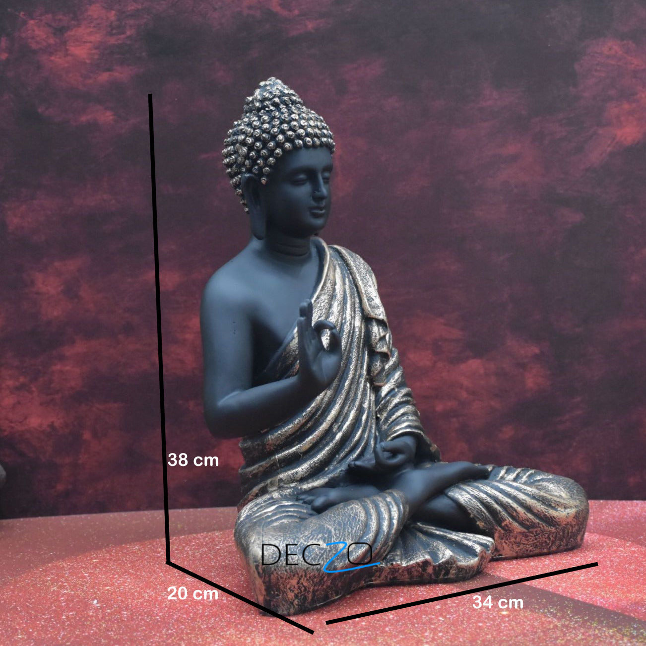 Antique Golden Big Size Meditating Buddha Idol - Deczo