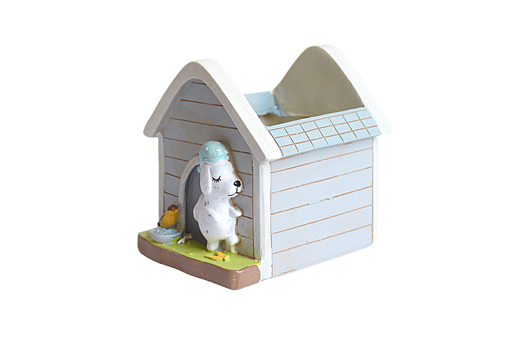 Hut with Puppy and Bird Resin Succulent Pot  for Garden,Decor, Kids Room,Gift - Deczo