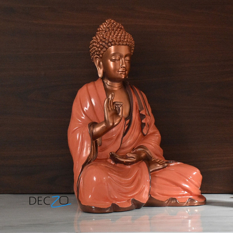 Serene Blessing Large Buddha Statue : Copper Orange - Deczo