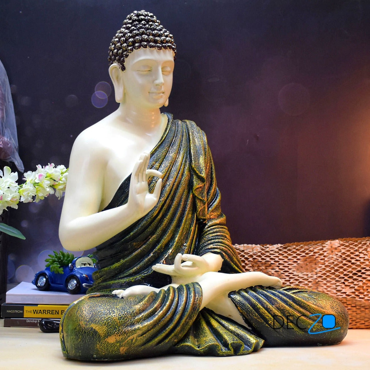 2 Feet Premium Golden Shade Serene Blessing Buddha Idol - Deczo