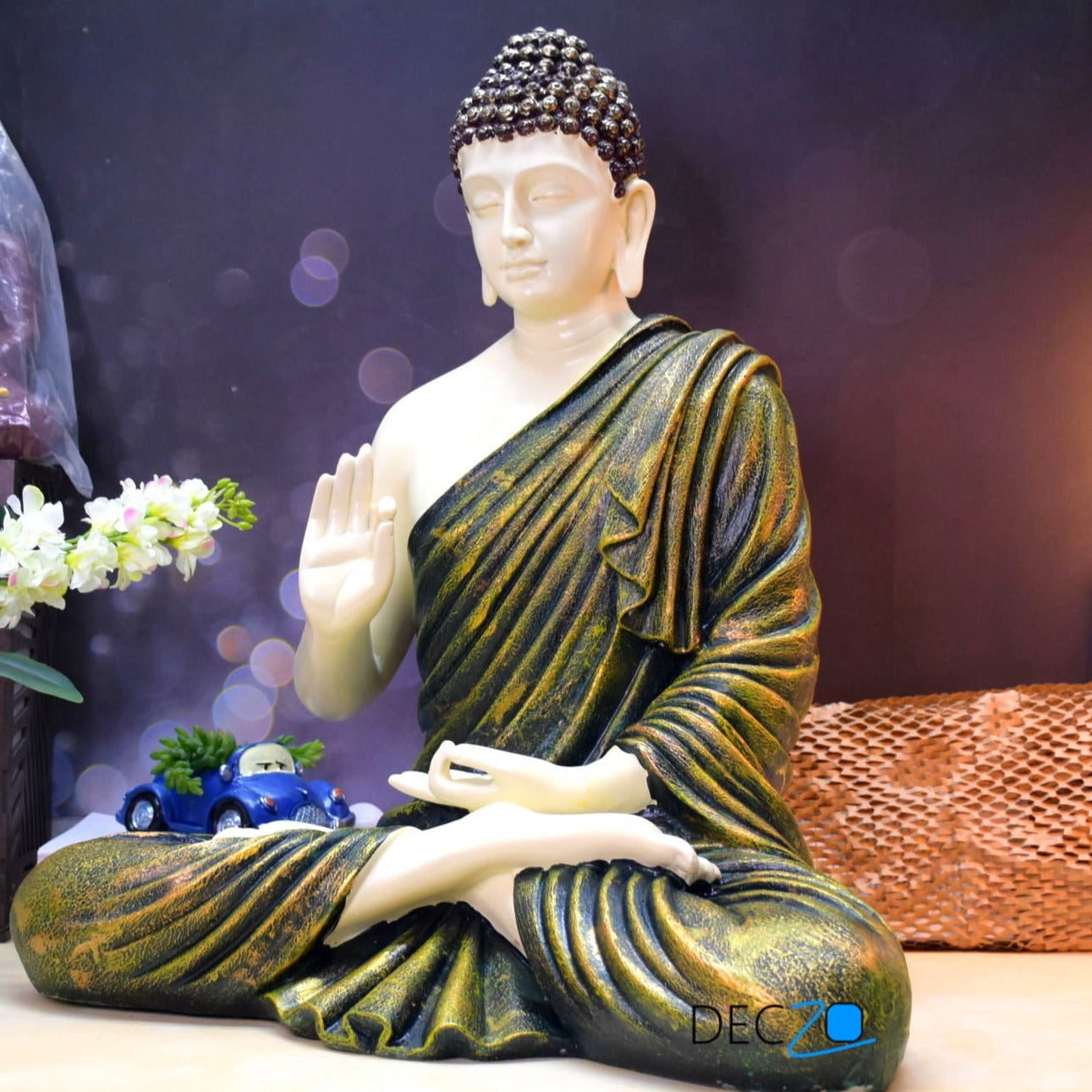 2 Feet Premium Golden Shade Serene Blessing Buddha Idol - Deczo