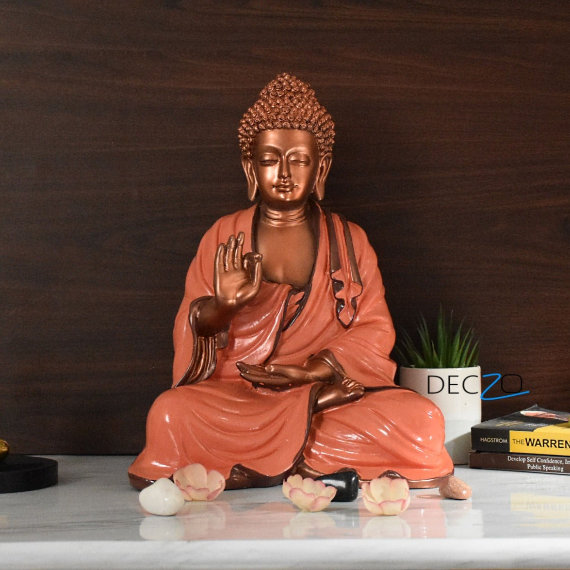 Serene Blessing Large Buddha Statue : Copper Orange - Deczo