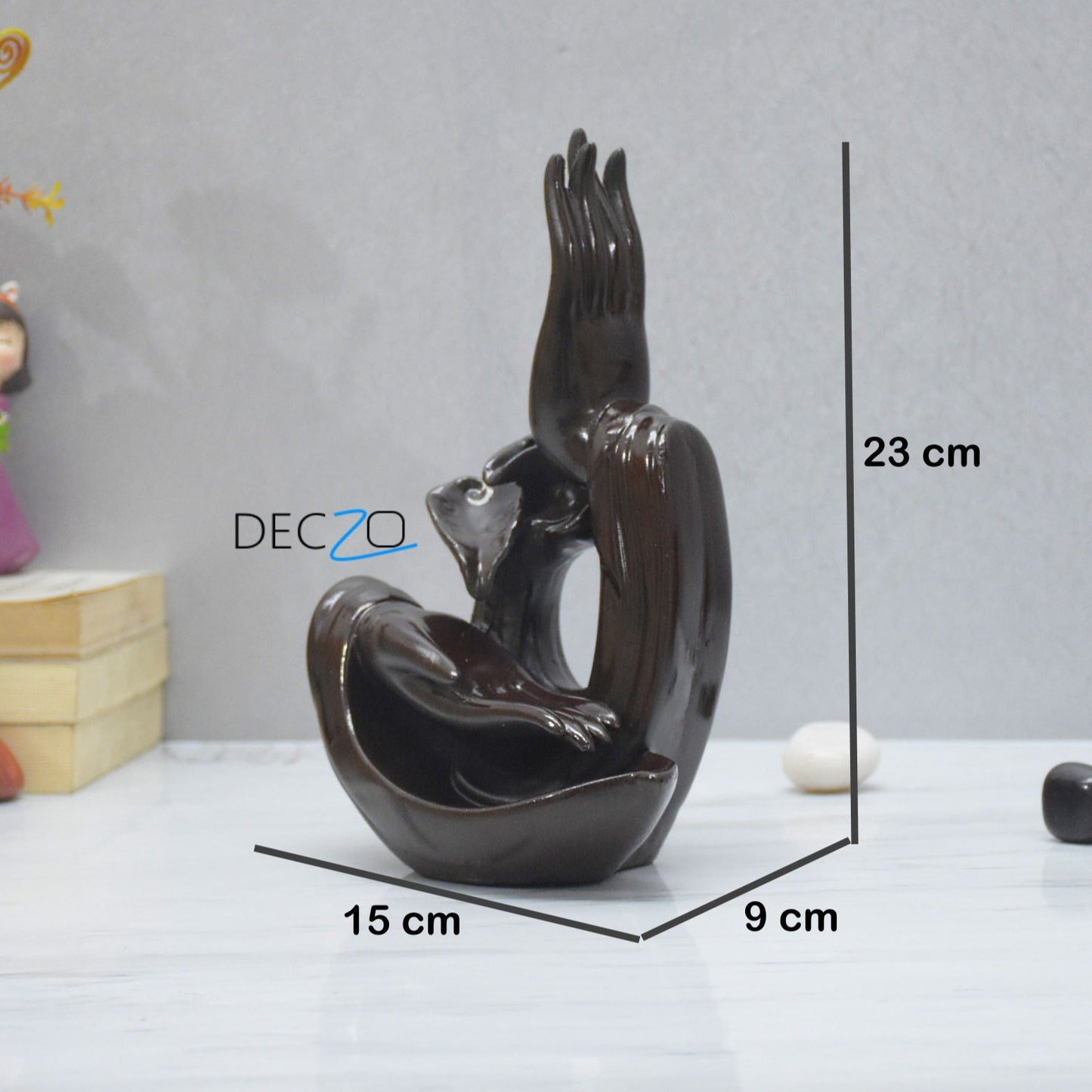 Buddha  Blessing Hand Incense Holder & Backflow Burner: Brown - Deczo